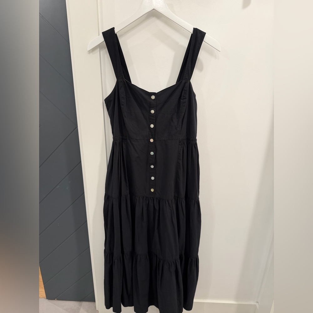 Madewell Black Button-Front Midi Dress